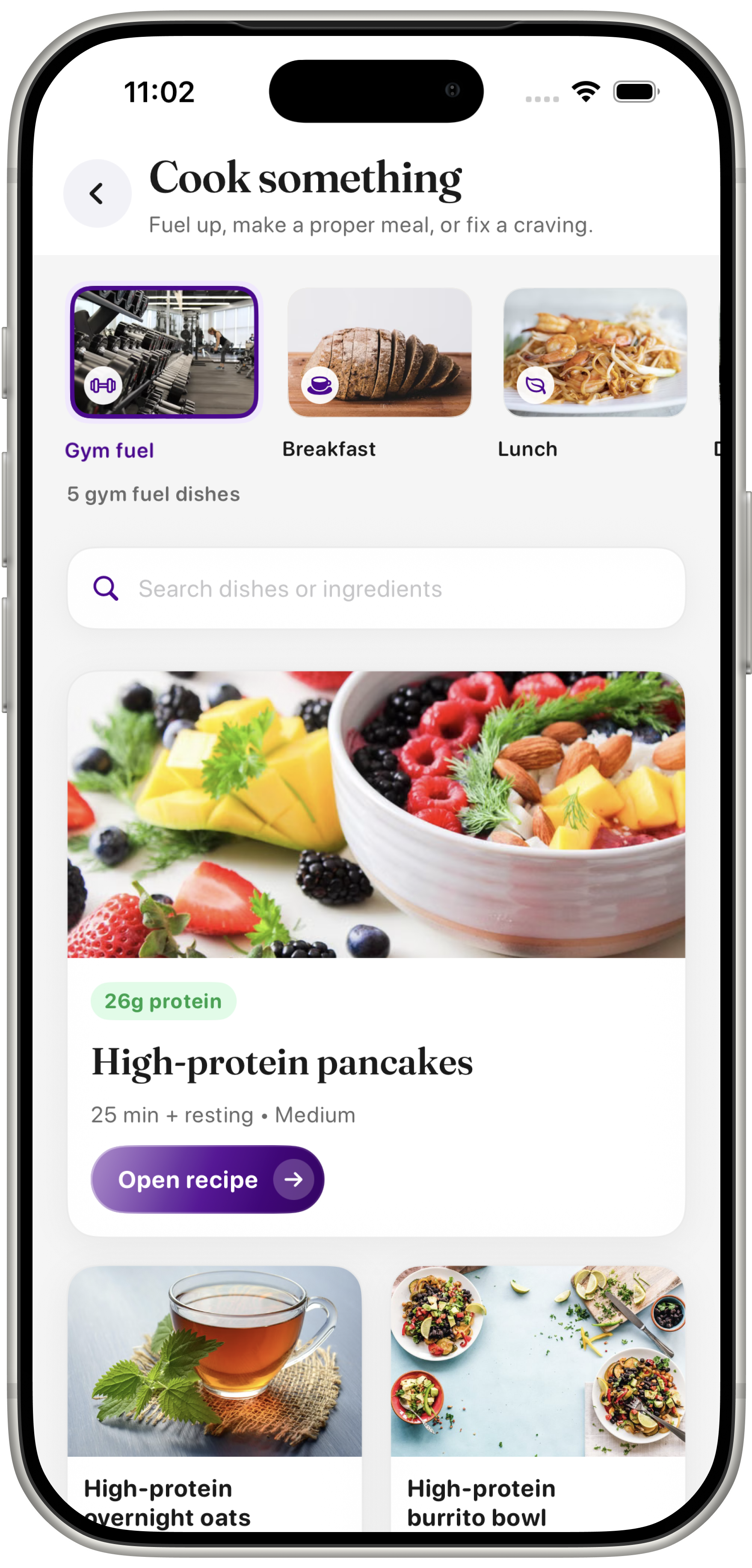 Reward's Mate Cook something idea with gym fuel, breakfast and lunch dishes, featuring a high-protein pancake recipe